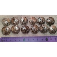 С РУБЛЯ/шт. Набор морских пуговиц. 12 шт. Привезёны из Швеции. Распродажа коллекции.