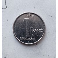 1 франк 1998 года Бельгия (надпись на французском "BELGIQUE"). Король Альберт 2.