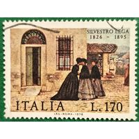 Италия 1976. 150 лет со дня рождения художника Сильвестро Лега. Картина Визит к студии