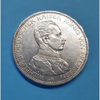Германия. 5 марок. 1913 год. Вильгельм II. Мундир. Серебро