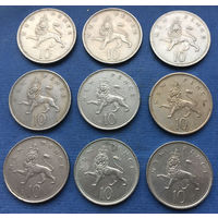 Великобритания 10 пенсов 1968, 1969, 1970, 1973, 1975, 1977