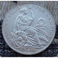 Перу 1 соль 1934 года. Серебро. Сторгуй за свою цену, предложи обмен! Y75