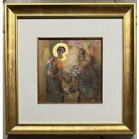 Литвинова З.В. Заслуженный художник. "Коляды". Бумага, авторская техника. Размер с рамой и паспарту 37,5х37,5 см.