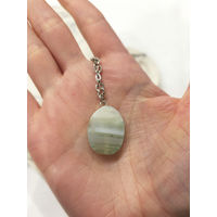 Кулон из натурального камня Зеленый Агат с прожилками с цепочкой