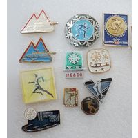 Значки спортивные "Конькобежный спорт" СССР - 11 шт. Алюминий.