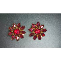 Клипсы Рубин,Голубиная кровь. Европа.Винтаж