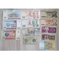 Банкноты разных стран 12 штук