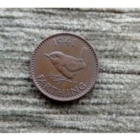 Werty71 Великобритания 1 фартинг 1941 Георг 6 Крапивник