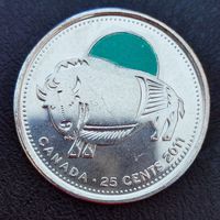 Канада 25 центов 2011 Природа Канады - Бизон (цветная), (1.4.10).