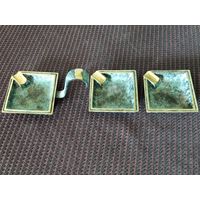 Винтажный набор пепельниц для хорошей компании для 3 чел. Бронза. Европа.