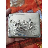 Портсигар охотники на привале,тяж мет+ бонус