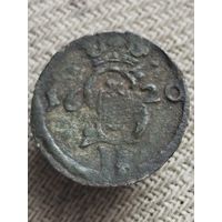 Распродажа - 2 денара (двуденарий) 1620г.,ВКЛ,Сигизмунд III(не чищен)