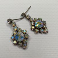 Винтажные серьги-гвоздики с кристаллами АВ Чехословакия