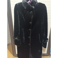 Шуба черная астраган.норка и нат.кожа