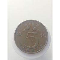 5 центов Нидерланды 1950 год  лот 43