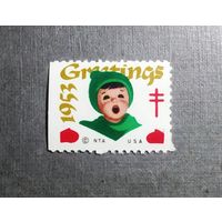 Непочтовая марка США 1953 год Новый год Рождество