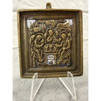 Икона Святая Троица литая БРОНЗА. Два цвета эмали. Распродажа коллекции!!!