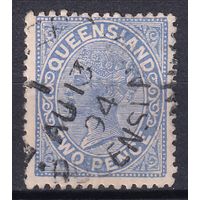 8.Aust. Великобритания. Австралийские штаты. Квинсленд. Виктория. Стандарт. 1890/94 гг. 2p. Mi.#73.