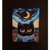 Картина-магнит на холсте. Котики.