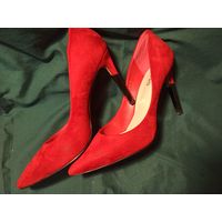 Туфли женские  замшевые, красные р.39