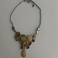 Колье винтажное " Вечернее"  Белый металл " под серебро" Горячая эмаль. Аврора Бореализ. 49 см.