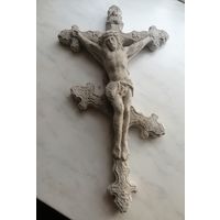 Большое старенькое распятие. 50 см. Гипс