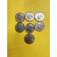 10 центов (1 дайм) разных годов 7 шт. . СМОТРИТЕ ДР. МОИ ЛОТЫ! Большая распродажа!
