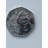 50 пенсов 2019 год. Медведь Паддингтон.