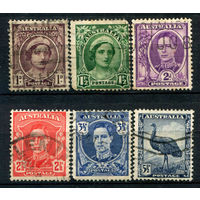 Австралия - 1942/44г. - король Георг VI, королева Елизавета, австралийская фауна - 6 марок - полная серия, гашёные [Mi 163-168]. #3-WB-85-A-1