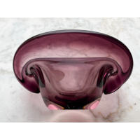 Ваза конфетница ракушка цветное стекло винтаж 16 х 14см Чехословакия