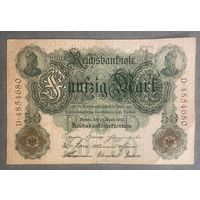 Банкнота 50  марок 1910 год. Германская империя . С рубля без МЦ.