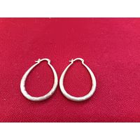С рубля без мц. серьги  овальные дутые,  925пр. 4х3см.