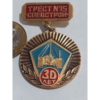 Значок " Трест 15   30 лет "