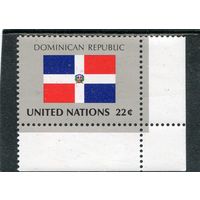 США. ООН Нью-Йорк. Флаг Доминиканской республики