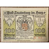 Нотгельд 100 пфеннигов 1921 год. Бад-Лаутерберг,. Веймарская республика