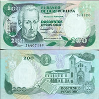 Колумбия 200 Песо 1989  UNC 829