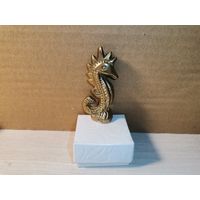 Тяжёлая, латунная фигурка "Морской конёк", высота 6 см., Тайланд.