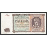 Словакия 5000 крон 1944 года. Перфорация. Тип Р-14. Состояние UNC