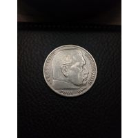 5 марок 1935 (D-Мюнхен) Серебро 0,900. С рубля,без мц!