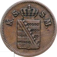 РАСПРОДАЖА!!! - ГЕРМАНИЯ САКСОНИЯ 1 пфенниг 1856 год