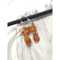 Лот С 1 РУБЛЯ! много лотов! Серьги винтажные агат оранжевый