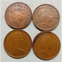 2 пенса 1975 г. 1985 г .2001 г.2004 год