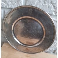 Тарелка сребро 830 проба, 384 гр., Швеция, 19 век, с фрегатом.