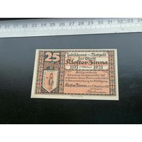 Германия-нотгельд Kloster Zinna 25 пфеннингов 1920