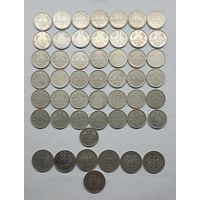 1 марка ФРГ погодовка с 1950 по 1995 год 43 шт...2 марки ФРГ 1958-1994 год 7 шт.