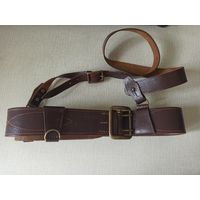 Ремень офицерский с портупеей, СССР, кожаный, ШТК им. К. Маркса, размер 3.