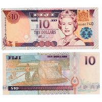 Фиджи 10 долларов образца 2002 года UNC p106 серия BG