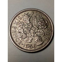 6 пенсов Великобритания 1956 год