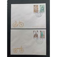 Польша 1986 Три КПД с полной серией марок "100 лет Варшавскому велосипедному клубу" (спецгашение) Mi.3069-3074 каталог 4.00 евро