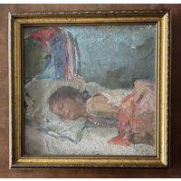 Крохалев П.С (Крохолев) "Спящая",1956г. Холст, масло.Размер 30,5х31 см.